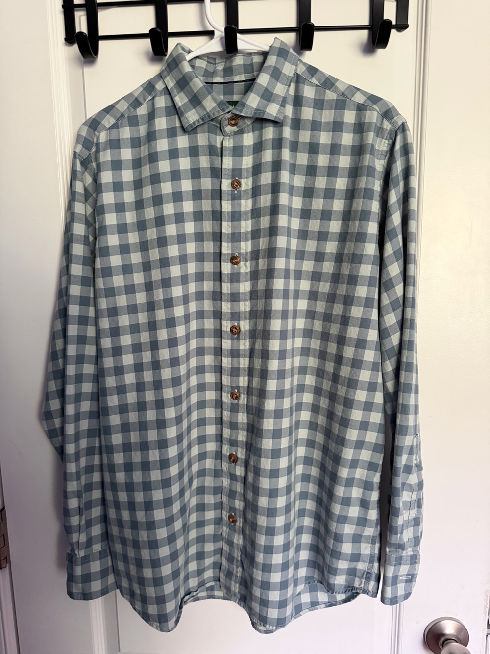 Orvis Classic Fit Blue Buffalo Check Cotton Twill Shirt Size M